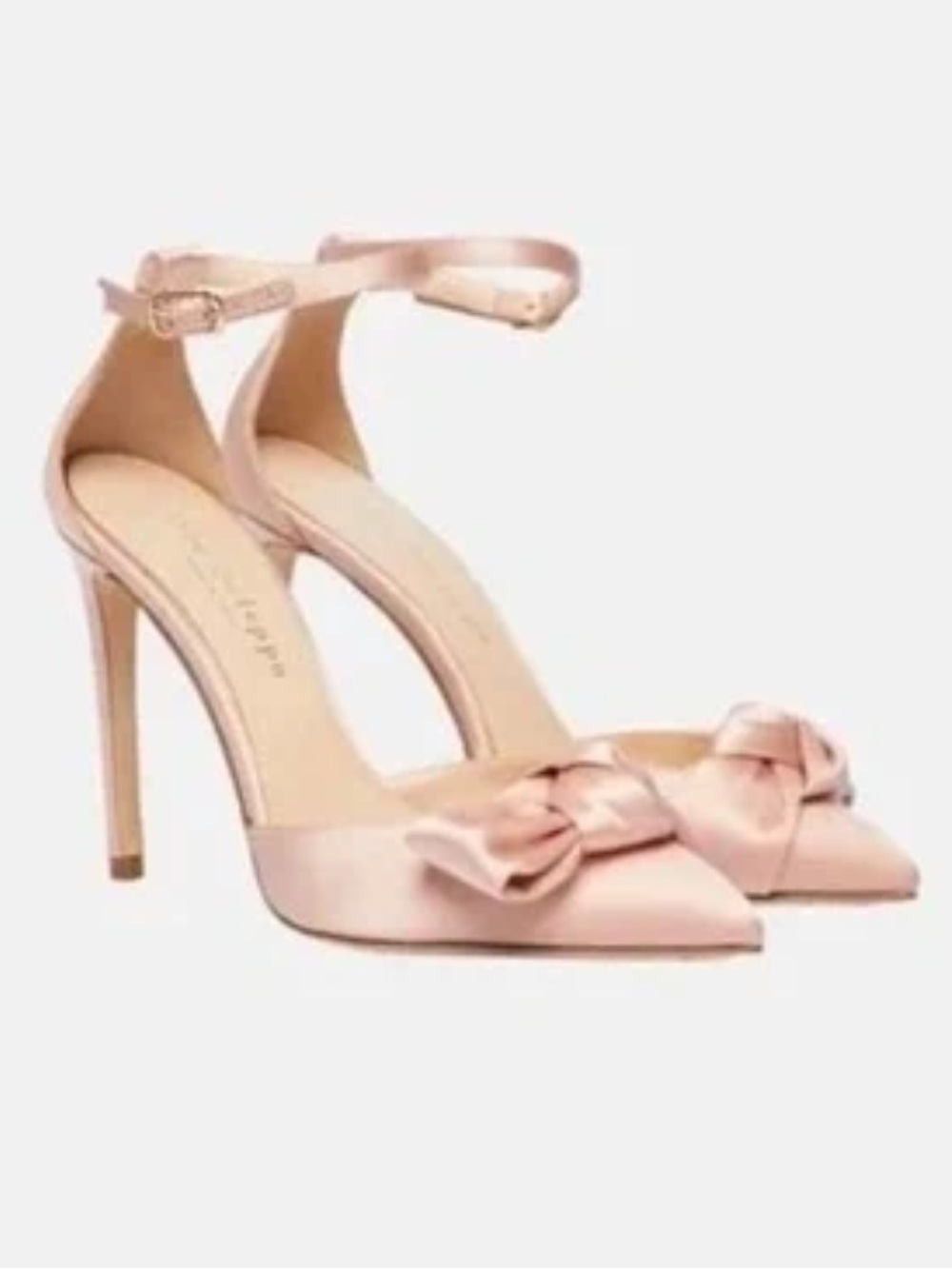 DEE OCLEPPO Elegant Pink Satin Ankle-Strap Heels with Bow